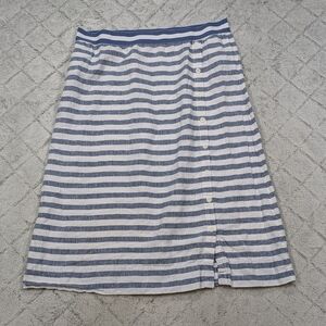 J. Jill Skort Women's XL Blue White Stripe Love Linen Maxi Side Button Nautical